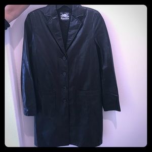 Roots brand leather coat